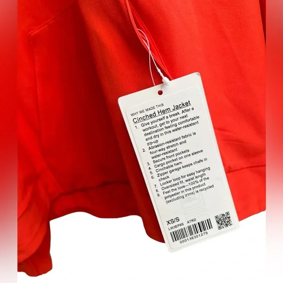 NWT Lululemon Cinched Hem Jacket Autumn Red Size
XS/S Anorak Cropped Windbreaker - Picture 11 of 13